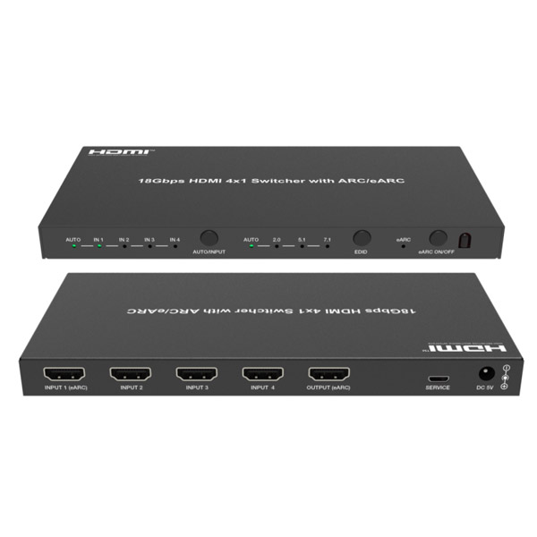 4K60 4x1 HDMI switch with ARC/eARC