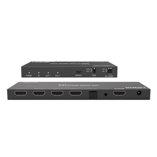 4K60 1 x4 HDMI splitter with audio splitting/video scaling